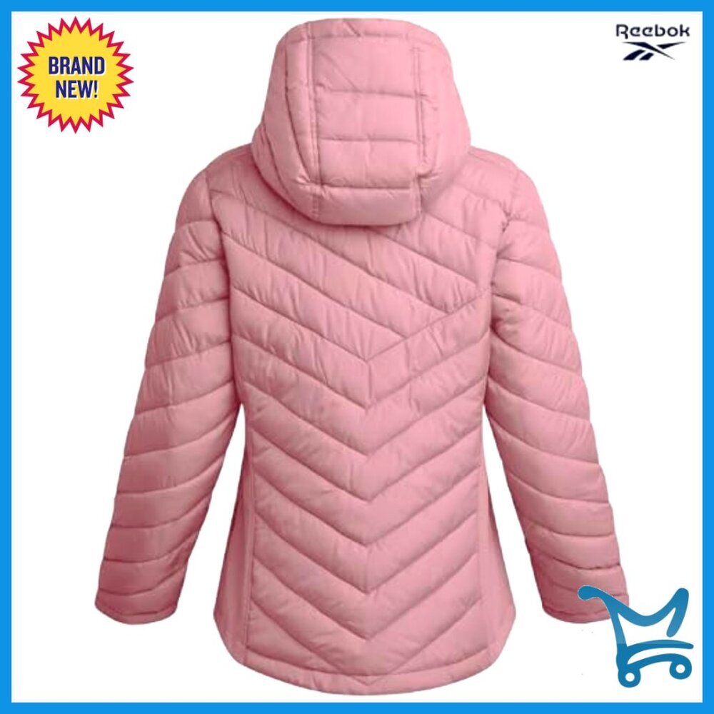 Midweight Quilted Puffer Jacket Full Zip Hooded Winter Coat Women's Outerwear - Picture 6 of 7